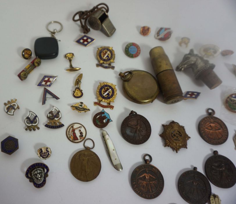 A quantity of assorted badges, a brass shell case lighter, Acme whistle and similar (a lot) - Image 4 of 6