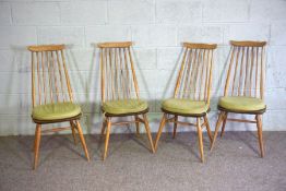 A set of four Ercol light ash stick backed Kitchen chairs, with tapered backs, modern, circa 1960,