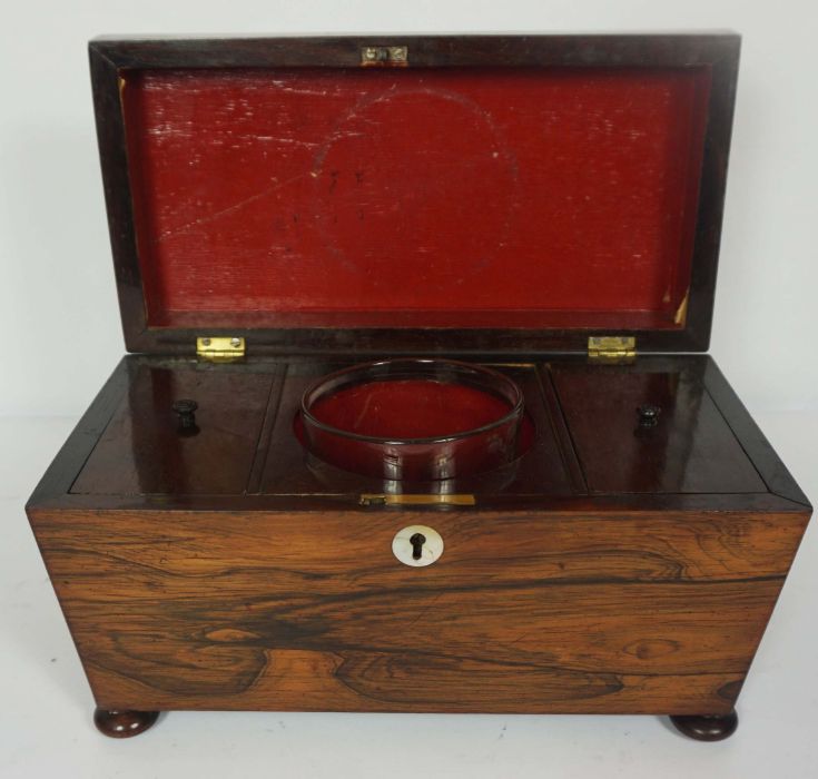 A George IV mahogany and rosewood tea caddy, circa 1825, 38cm wide; together with a smaller rosewood - Image 4 of 8