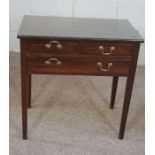 A Georgian style side table with three drawers, together with a small oak chest of drawers and a