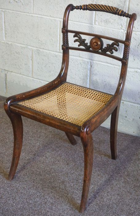 A set of six Regency simulated rosewood ‘Trafalgar’ dining chairs, early 19th century, each with a - Image 4 of 6