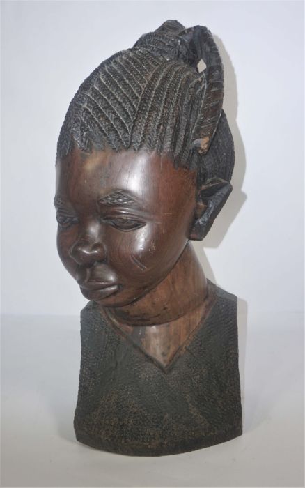 A large African hardwood portrait bust of an 'African Princess', 62cm high, bought by the vendor - Image 2 of 5