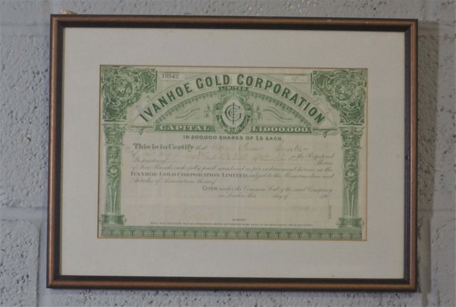 Ionian Bank Share Cetrificate, Specimen, framed; together with a small collection of old mining - Image 10 of 17