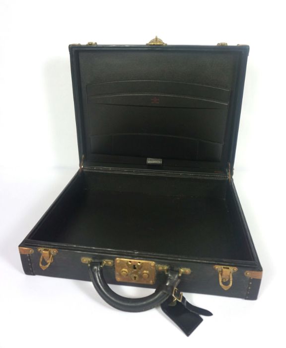 A vintage Louis Vuitton black leather briefcase, stamped and signed Louis Vuitton, Paris, serial - Image 2 of 6