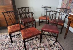 A fine set of George III style mahogany dining chairs, in manner of Thomas Chippendale, circa