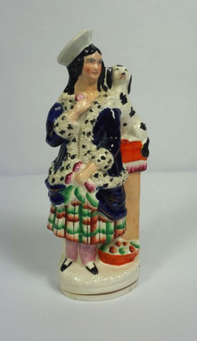 A rare Staffordshire spill vase, 'London 30 Miles' with two figures by a way marker, 28cm high; - Image 6 of 9
