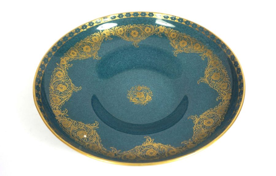 Two Royal Worcester blue and gilt bowls, numbered: 2770, 27cm diameter - Image 5 of 6