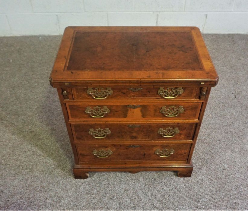 A George I style burr walnut veneered Batchelor's chest, 20th century reproduction, of typical small - Image 3 of 7