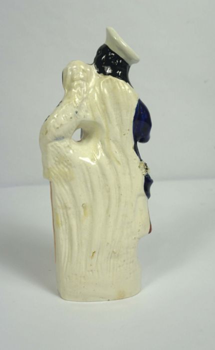 A rare Staffordshire spill vase, 'London 30 Miles' with two figures by a way marker, 28cm high; - Image 7 of 9
