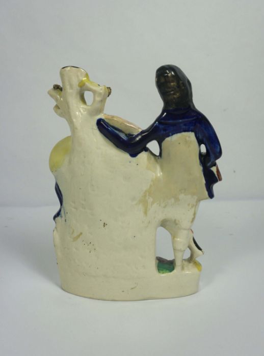 A rare Staffordshire spill vase, 'London 30 Miles' with two figures by a way marker, 28cm high; - Image 3 of 9