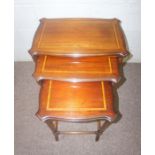 A Regency style nest of three occasional tables, with banded decoration, 68cm high, 56cm wide