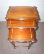 A Regency style nest of three occasional tables, with banded decoration, 68cm high, 56cm wide