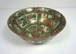 A group of ceramics, including a large blue and white Spode washbowl, a Cantonese bowl, a part