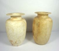 A pair of large North African alabaster vases, 20th century, of waisted urn form, 43cm high,
