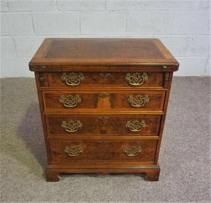 A George I style burr walnut veneered Batchelor's chest, 20th century reproduction, of typical small