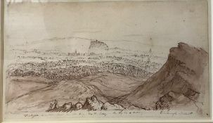 Alexander Nasmyth, Scottish, (1758-1840), Twilight…Edinburgh, monochrome, pen, pencil and wash,