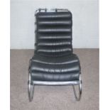 An Italian design reclining chair, 20th century, with chromed tubular metal cantilevered frame,