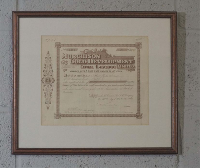 Ionian Bank Share Cetrificate, Specimen, framed; together with a small collection of old mining - Image 13 of 17