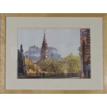 Fifteen assorted pictures and prints, including a watercolour view of Edinburgh Castle (15)