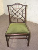 Six 19th century chairs, including a provincial Cockpen style dining chair, with lattice back; a