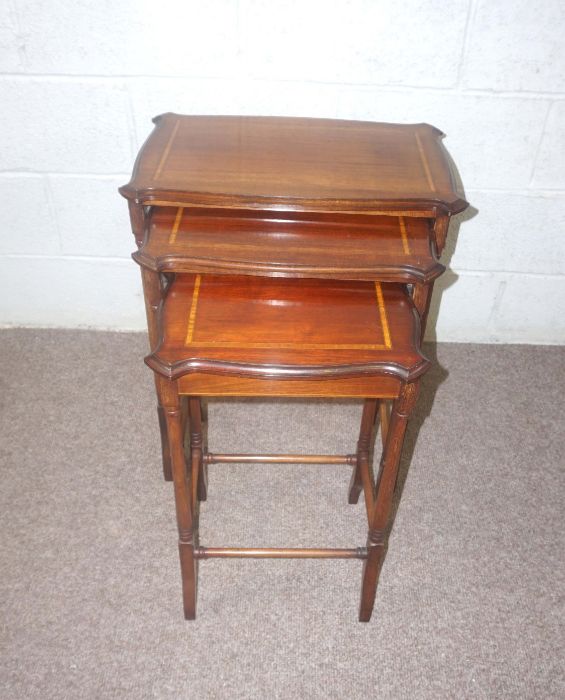 A Regency style nest of three occasional tables, with banded decoration, 68cm high, 56cm wide - Image 4 of 4