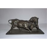 French Style cold cast bronze of a Bull and Bear, Oriele Fine Arts, 17cm high, 34cm long