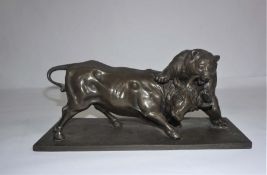 French Style cold cast bronze of a Bull and Bear, Oriele Fine Arts, 17cm high, 34cm long