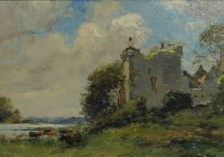 Archibald Kay, Scottish (1860-1935), A West Coast Castle, oil on board, signed LR, 24cm x 34cm