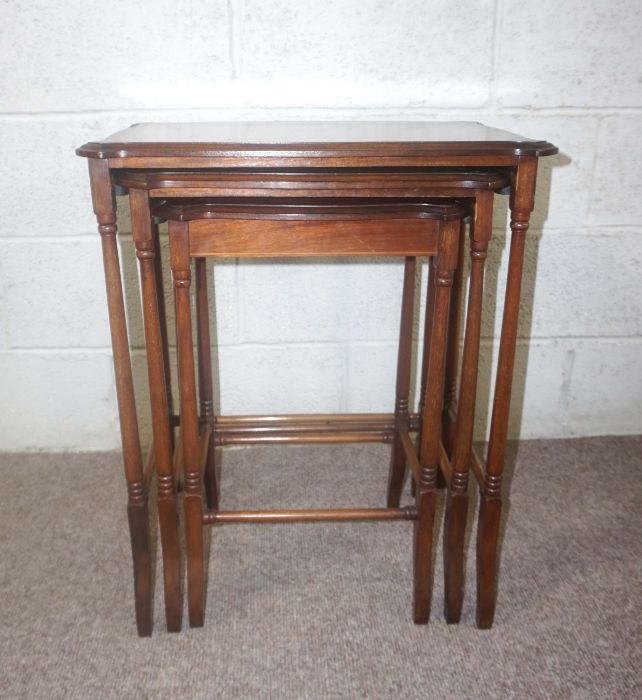 A Regency style nest of three occasional tables, with banded decoration, 68cm high, 56cm wide - Image 3 of 4