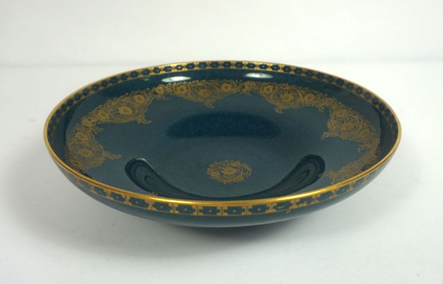 Two Royal Worcester blue and gilt bowls, numbered: 2770, 27cm diameter - Image 2 of 6