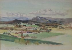 Harald Vike, Australian/ Norwegian (1906-1987), Landscape with township, watercolour, signed and