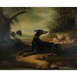 Manner of Charles Towne (1763-1840),  Study of a Greyhound and Spaniel in a landscape,  oil on