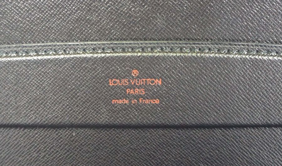 A vintage Louis Vuitton black leather briefcase, stamped and signed Louis Vuitton, Paris, serial - Image 3 of 6