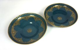 Two Royal Worcester blue and gilt bowls, numbered: 2770, 27cm diameter