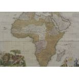 After John Senex (1648-1740, A map of Africa, hand coloured engraving, with inscription and