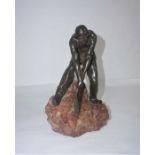 After Henri Coutheillas, French (1862-1927), Le Mineur (The Miner), bronze with brown patina, the