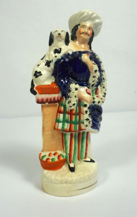A rare Staffordshire spill vase, 'London 30 Miles' with two figures by a way marker, 28cm high; - Image 8 of 9