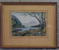 A collection of assorted paintings and watercolours, including a Highland View with a bridge, signed