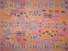Wenton Rubuntja, Australian (1926-2005), Snake Initiation, acrylic on canvas, circa 1987, 93cm x