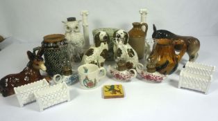 Assorted ceramics, including a Doulton stoneware jug, decorated with multiple flower heads, circa