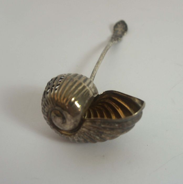 A Victorian novelty 'New Nautilus' sugar sifter, hallmarked Birmingham, 1901, by Cooper Brothers & - Image 5 of 8