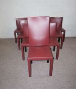 A set of ten B&B Arcadia Italian designed leather and chrome dining chairs, by Paula Piva, with