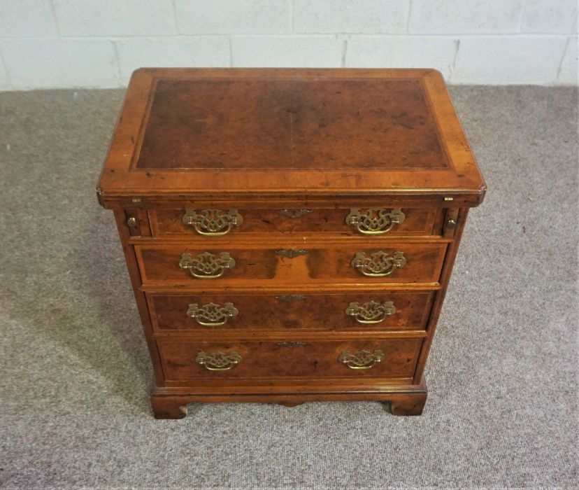 A George I style burr walnut veneered Batchelor's chest, 20th century reproduction, of typical small - Image 2 of 7