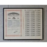 Ionian Bank Share Cetrificate, Specimen, framed; together with a small collection of old mining