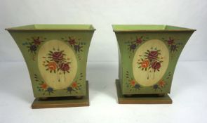 Three decorative tin waste paper baskets, a small domed tin box and other related items (a lot)