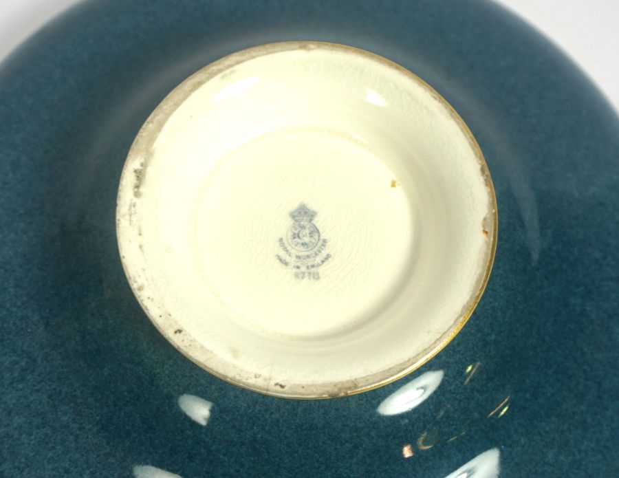 Two Royal Worcester blue and gilt bowls, numbered: 2770, 27cm diameter - Image 6 of 6