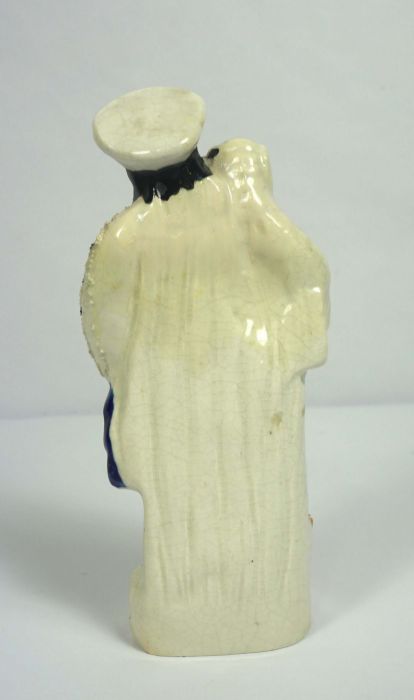 A rare Staffordshire spill vase, 'London 30 Miles' with two figures by a way marker, 28cm high; - Image 9 of 9