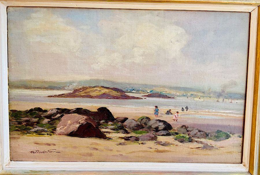 William C. Rushton, British, (1937-1966), The Shore, Crammond, oil on canvas, 30cm x 45cm, - Image 4 of 4