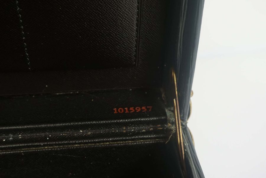 A vintage Louis Vuitton black leather briefcase, stamped and signed Louis Vuitton, Paris, serial - Image 4 of 6