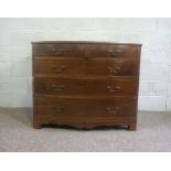 A mahogany bowfront chest of drawers, 19th century, with two short and three long drawers, 89cm